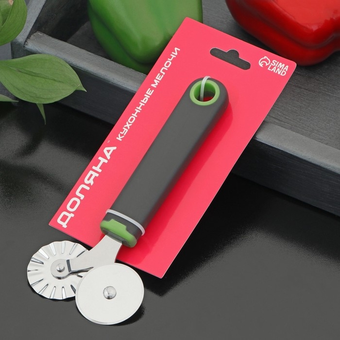 Нож для пиццы и теста двухсторонний Доляна Lime, 17×7,5 см, цвет чёрный Нож для пиццы и теста двухсторонний Доляна Lime, 17×7,5 см, цвет чёрный