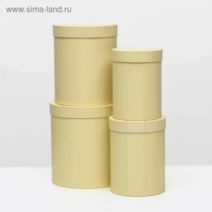 Набор круглых коробок 4 в 1 23 х 23 х 25 - 15 х 15 х 20 см Бежевый