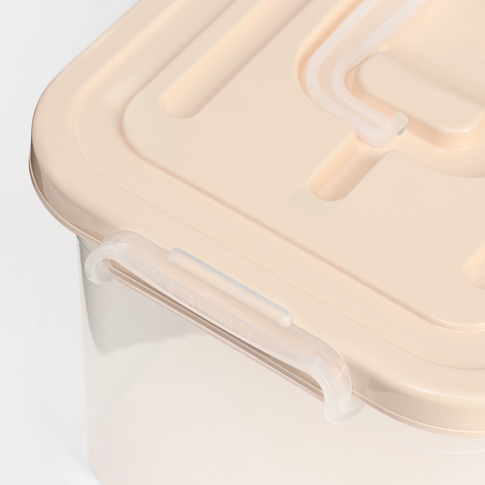 Контейнер для хранения с крышкой Доляна, 6,5 л, 31×20×18 см, цвет бежевый Контейнер для хранения с крышкой Доляна, 6,5 л, 31×20×18 см, цвет бежевый