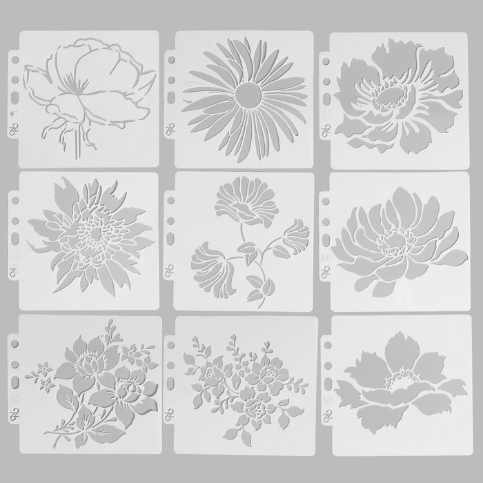 Трафарет пластик Трафарет пластик "Цветочный" набор 9 шт 13х14 см