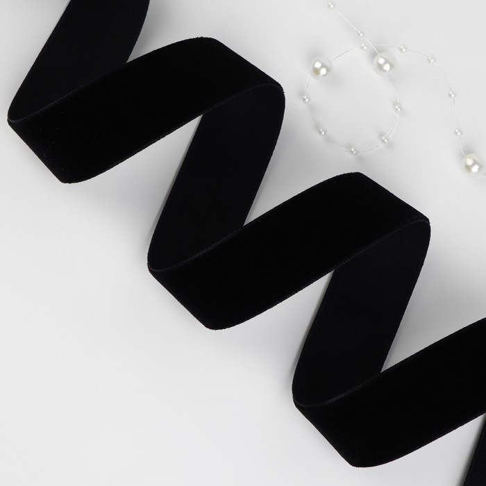 Лента бархатная, 25 мм, 18 ± 1 м, цвет чёрный №03 Лента бархатная, 25 мм, 18 ± 1 м, цвет чёрный №03