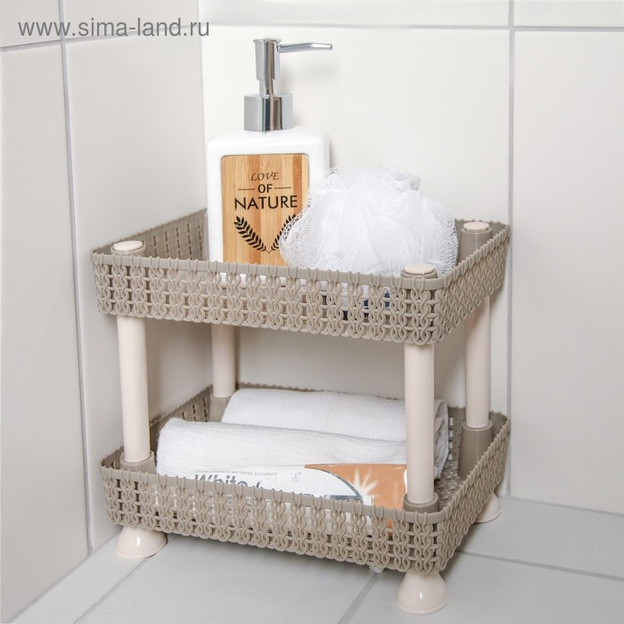 Этажерка настольная 2 яруса «Плетение», 24×15×20 см, цвет МИКС Этажерка настольная 2 яруса «Плетение», 24×15×20 см, цвет МИКС