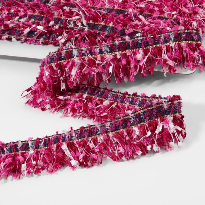 Тесьма декоративная «Твидовая», односторонняя, 35 мм, 5 ± 0,5 м, цвет фуксия Тесьма декоративная «Твидовая», односторонняя, 35 мм, 5 ± 0,5 м, цвет фуксия