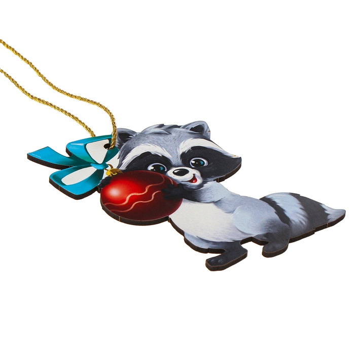 Ёлочная деревянная подвеска «Новый год! Енотик» Ёлочная деревянная подвеска «Новый год! Енотик»