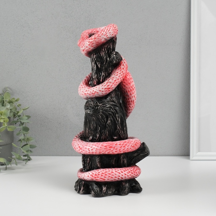 Новогодняя копилка  Новогодняя копилка "Змея на пеньке"  33 х14 х 15 см, розовый