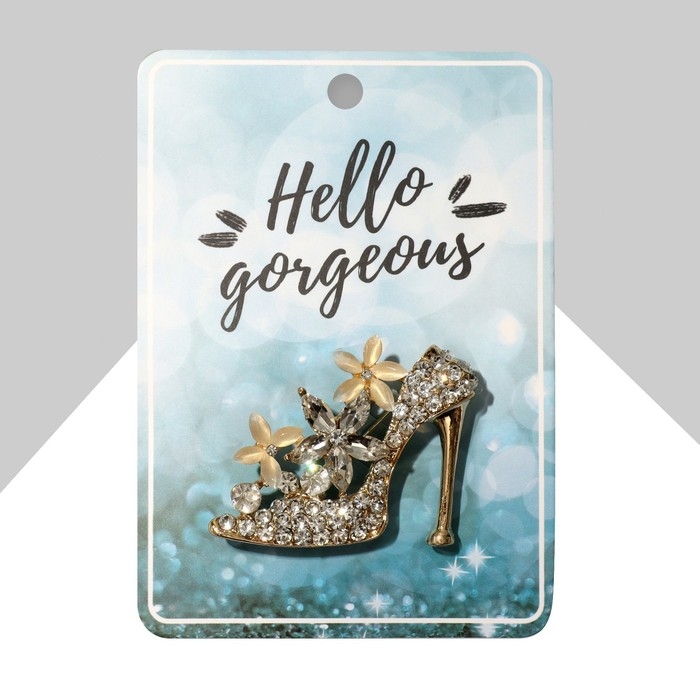 Брошь «Туфелька», цвет молочно-белый в золоте Брошь «Туфелька», цвет молочно-белый в золоте