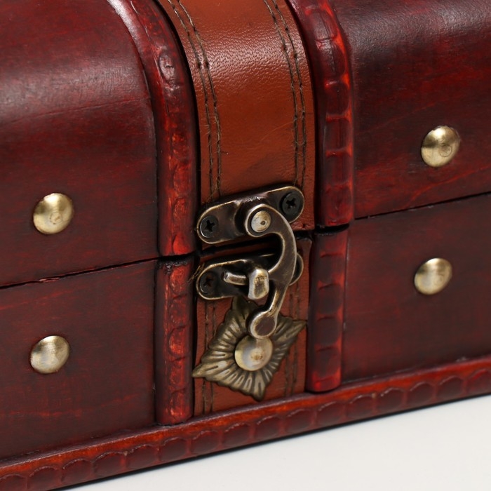 Шкатулка дерево  Шкатулка дерево "Ромб" набор 2 шт коричнево-красная 7,8х11,8х8 см 11х15,7х11,5 см