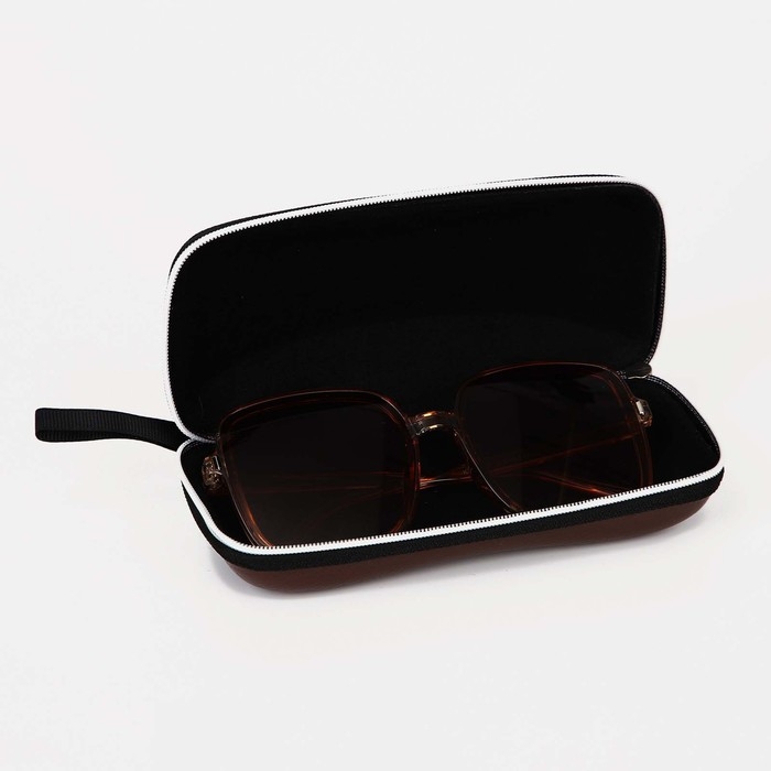 Футляр для очков на молнии, длина 16,8 см, цвет коричневый Футляр для очков на молнии, длина 16,8 см, цвет коричневый