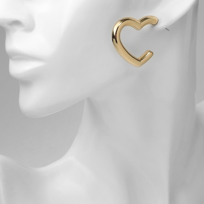 Серьги пластик «Сердца» воссоеденение, цвет золото Серьги пластик «Сердца» воссоеденение, цвет золото