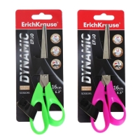Ножницы ErichKrause Dynamic, 16 см, лезвия из нержавеющей стали, ударопрочный пластик, европодвес, МИКС