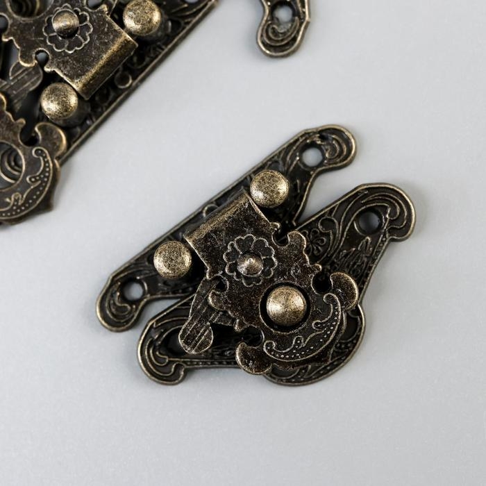 Замок металл для шкатулки Замок металл для шкатулки "Старинный" набор 4 шт 3,8х2,8х0,5 см