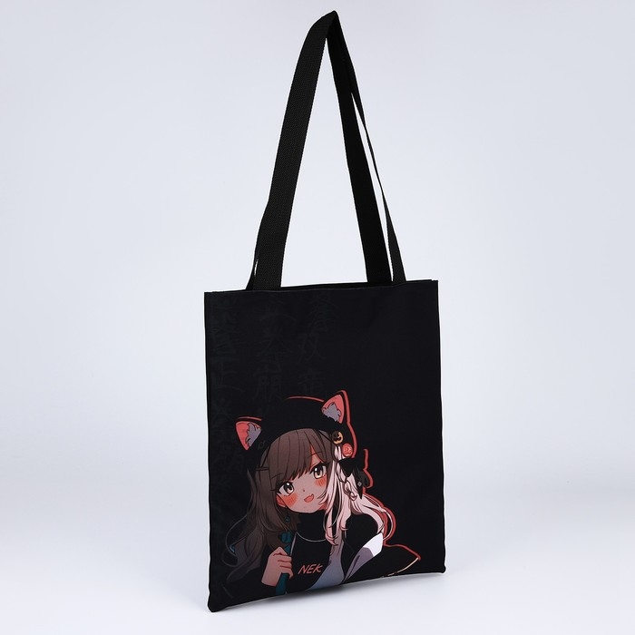 Шопер шопер «Аниме девочка», 35х0.5х40 см, отдел без молнии, без подклада, чёрный Шопер шопер «Аниме девочка», 35х0.5х40 см, отдел без молнии, без подклада, чёрный