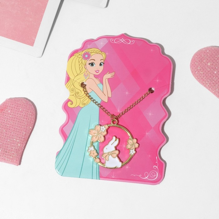 Кулон детский «Выбражулька» зайчик, цвет бело-розовый в золоте Кулон детский «Выбражулька» зайчик, цвет бело-розовый в золоте