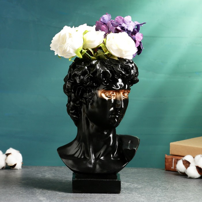 Ваза Ваза "Давид" черная с золотом, 2,1 л