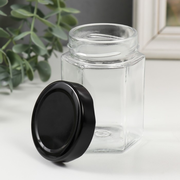 Банка для свечей стекло с крышкой Банка для свечей стекло с крышкой "Шестигранник" прозрачная 150 мл 5,8х5,8х9 см