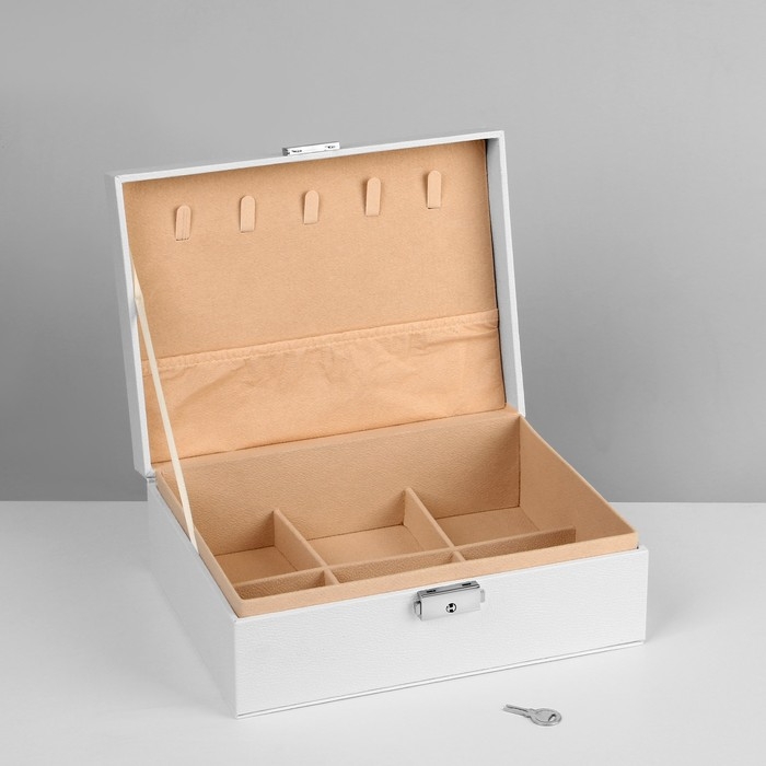 Подставка для украшений «Шкатулка» съёмная подставка, 17×23×8,5 см, цвет белый Подставка для украшений «Шкатулка» съёмная подставка, 17×23×8,5 см, цвет белый