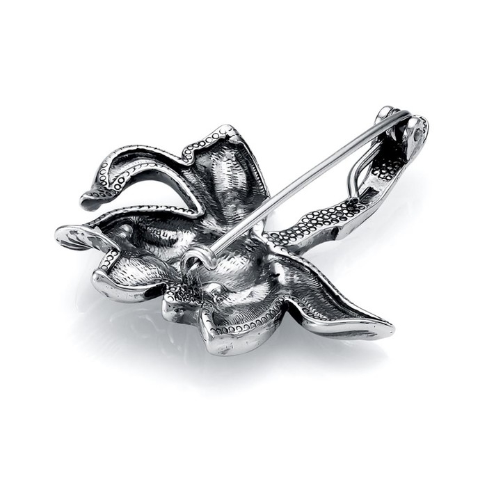 Брошь «Цветок» пион, посеребрение с оксидированием Брошь «Цветок» пион, посеребрение с оксидированием