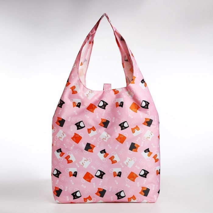 Сумка хозяйственная на кнопке, складная, цвет розовый Сумка хозяйственная на кнопке, складная, цвет розовый