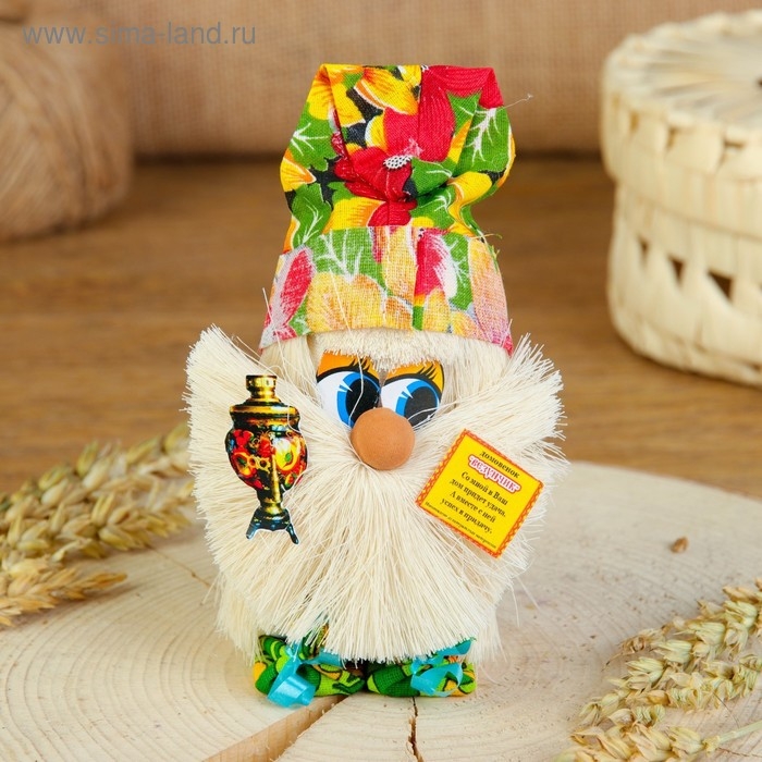 Оберег «Домовой с самоваром», 12 см, микс Оберег «Домовой с самоваром», 12 см, микс