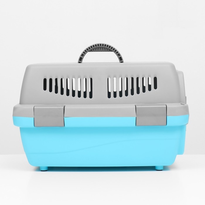 Переноска пластиковая  Переноска пластиковая "Неон" 48х32х29,5 см, вес животного до 12 кг, серо-голубая