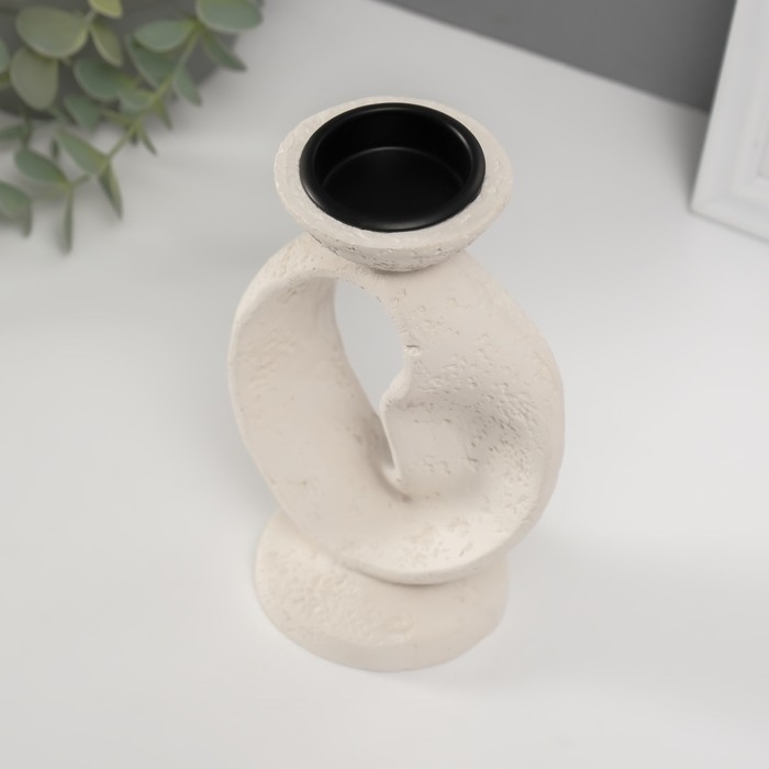 Подсвечник гипс, металл на 1 свечу Подсвечник гипс, металл на 1 свечу "Абстракция. Лента" d=3,8 см 7,5х10х16,5 см