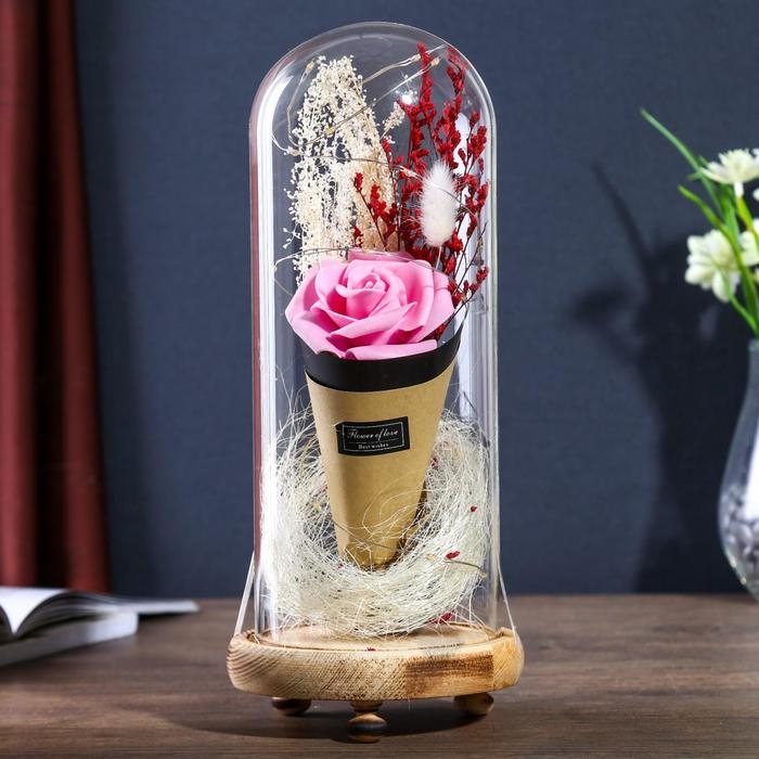 Ночник колба Ночник колба "Розовая роза в букете" LED 3ААА 10х10х21 см RISALUX