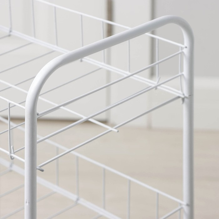 Этажерка напольная 3-х секционная, на колёсиках, 27×36×66 см, цвет белый Этажерка напольная 3-х секционная, на колёсиках, 27×36×66 см, цвет белый