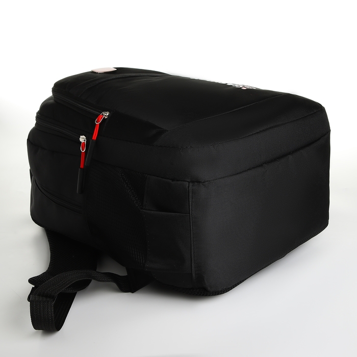 Рюкзак школьный из текстиля на молнии, 5 карманов, цвет чёрный/красный Рюкзак школьный из текстиля на молнии, 5 карманов, цвет чёрный/красный