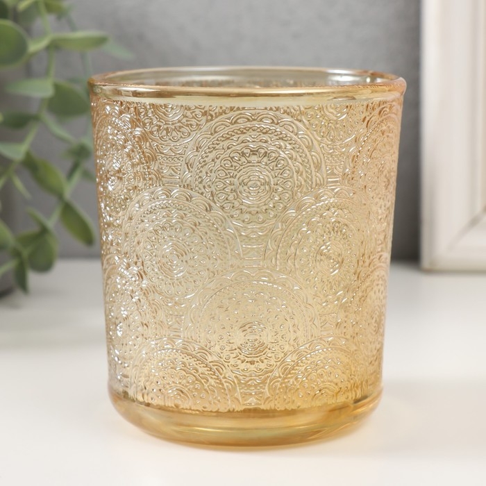 Банка для свечей стекло Банка для свечей стекло "Сиеста" прозрачный оранжевый 350 мл 8,5х8,5х10 см