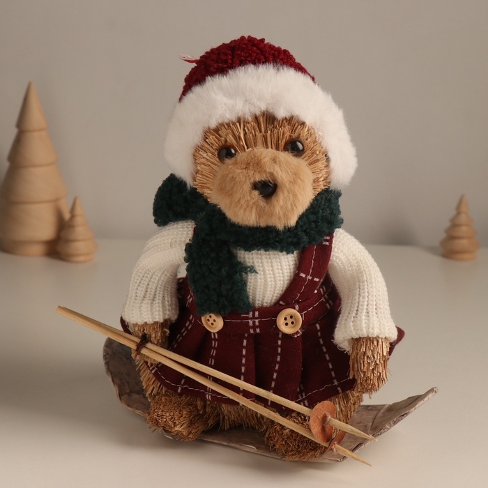 Декор Декор "Мишка в зимнем сарафане на лыжах" 20х19х11,5 см