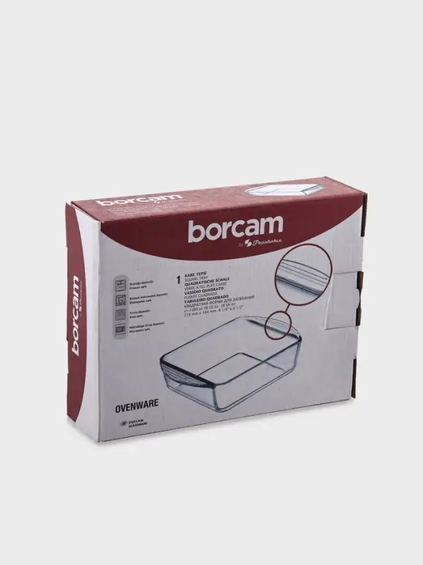 Форма для запекания Paşabah&ccedil;e Borcam, 1.04 л, 20.9&times;16.5 см, прямоугольная, жаропрочное стекло, прозрачная