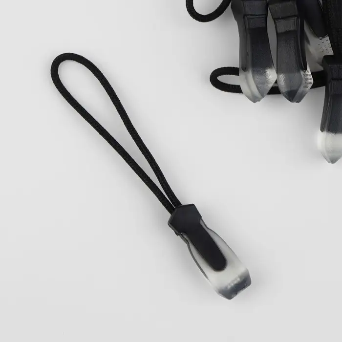 Пуллер для молнии, 2.3 см, 6×0.7 см, 10 шт., чёрный, прозрачный