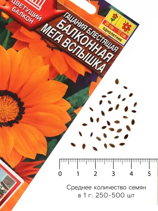 Семена Гацания &laquo;Балконная&raquo;, для балкона, веранды, цветника, однолетник, низкорослая4 шт.