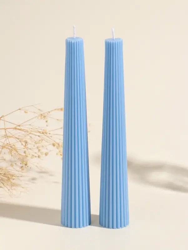Набор свечей, 3.5х23 см, 2 шт "Башня" тёмно-синий 4х9,5х25 см