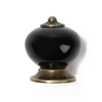 Ручка кнопка DOME Ceramics 003, керамическая, черная