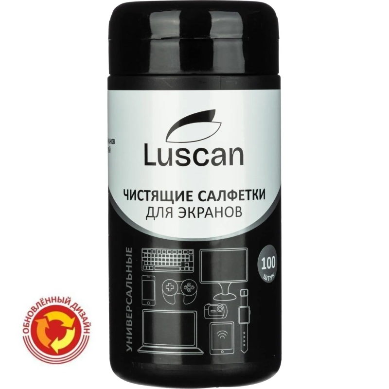 Салфетки&nbsp;д/экранов Luscan,&nbsp;туба, 100&nbsp;шт, XXL, 13х20