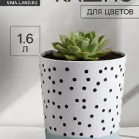 Кашпо для цветов &laquo;Чёрно - белый стиль&raquo;, 1.6 л, d=14 см, h=14 см, пластиковое