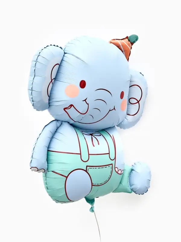 Воздушный шар фольгированный 35" "Голубой слоник"