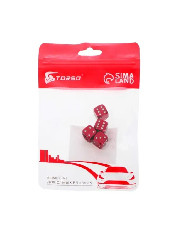 Колпачок на вентиль TORSO, &laquo;Кубик&raquo;, красный, набор 4 шт.