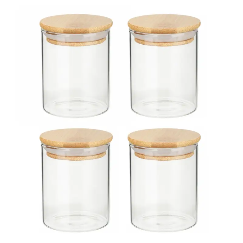 VETTA ЭКО Набор банок для специй, 4шт., 190мл,стекло, бамбук