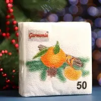 Салфетки новогодние бумажные «Мандарин», 24×24 см, 50 шт.