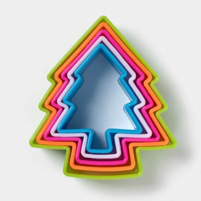 Формы для печенья новогодние Доляна &laquo;Ёлочка&raquo;, набор 5 шт., пластик, разноцветные