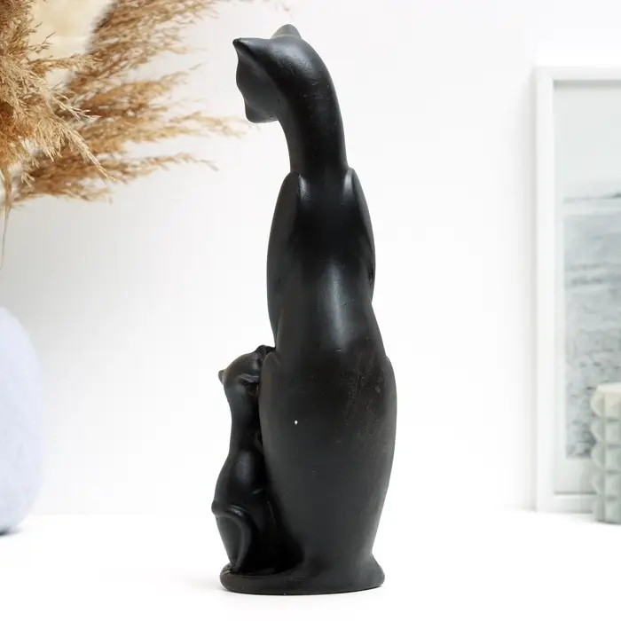 Фигурка гипс &laquo;Кошка с котенком&raquo;, чёрная в золоте, 21&times;7&times;7 см