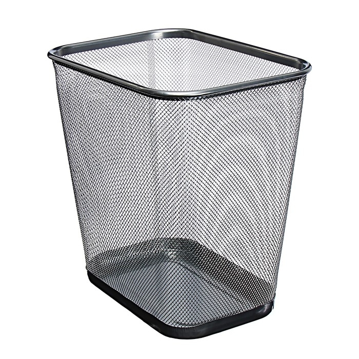 Корзина для бумаг Calligrata, 14 литров, сетка, металлическая, прямоугольная, серебро Корзина для бумаг Calligrata, 14 литров, сетка, металлическая, прямоугольная, серебро