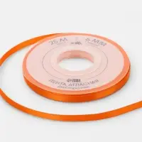 Лента атласная TEIRA, двухсторонняя, 6 мм, 25&plusmn;1 м, оранжевая №751