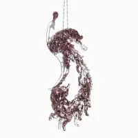 Ёлочная игрушка &laquo;Зимнее волшебство. Павлин сияние блеск&raquo; пластик, 14&times;7.5 см, прозрачно-розовый