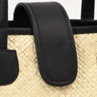 Сумка плетёная на застёжке из пандана, 41&times;16&times;50 см, бежево-чёрная