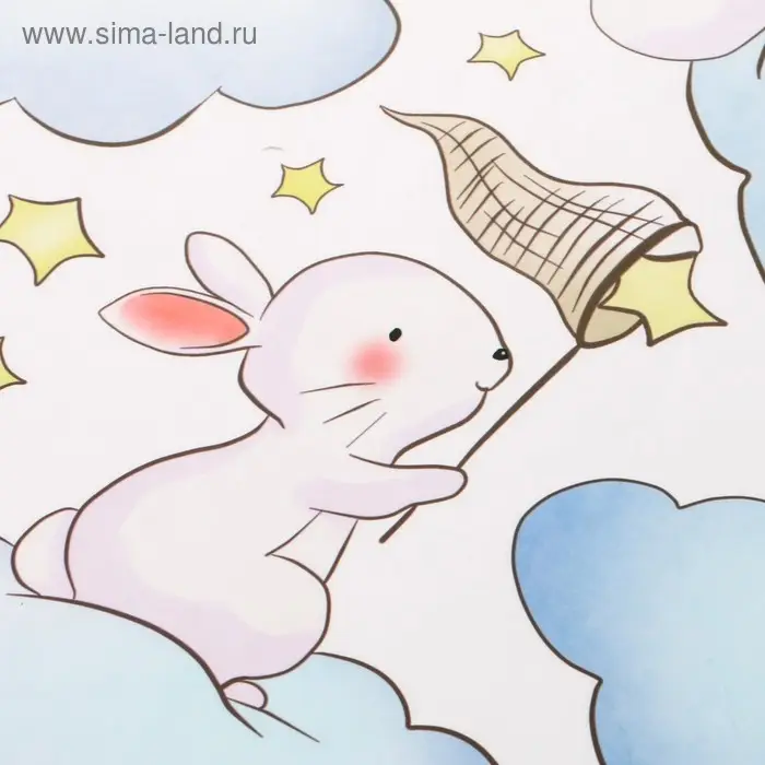 Наклейка интерьерная цветная «Зайчики на облаках», 60×90 см