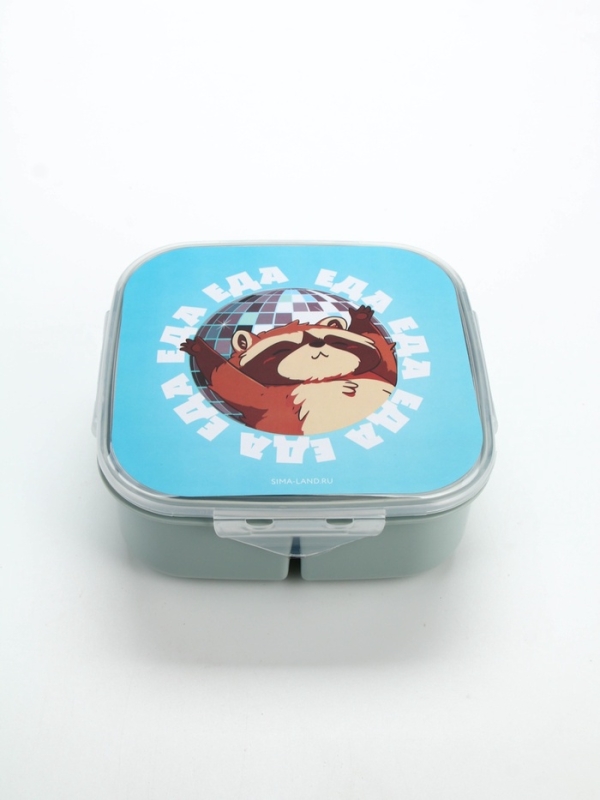Ланч - бокс с ложкой, «Енот», 17,8 х 17,8 х 7 см