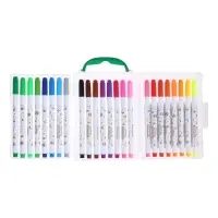 Фломастеры 24 цвета &laquo;Мышка&raquo;, в пластиковом пенале с ручкой, вентилируемый колпачок